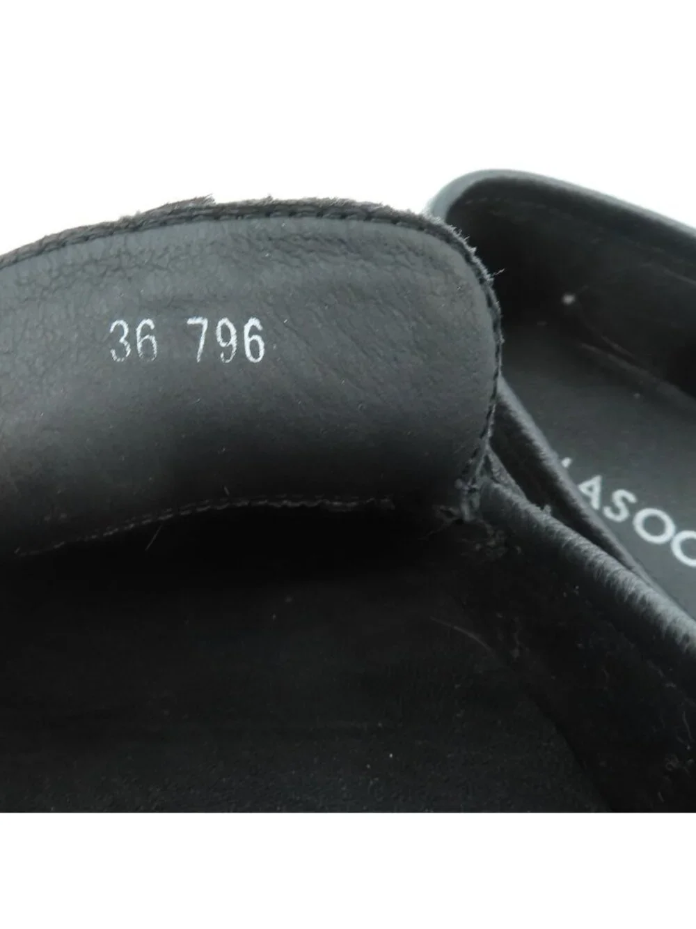 Lasocki Womens 36 EU 6 US Black Leather Metal Equestrian Slip On Loafer Shoes